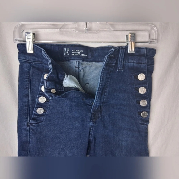 Womens GAP High-Rise Blue Jeans with Metallic Button Details Size 4/30 - Picture 3 of 7